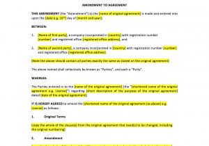 Employment Contract Amendment Template Amendment to Agreement Template Uk Template Agreements