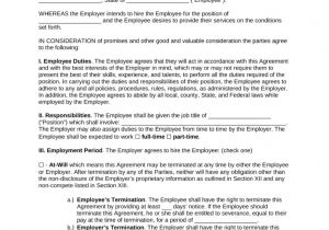 Employment Contract California Template Free California Employment Contract Agreement Pdf Word