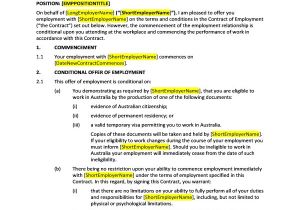 Employment Contract Template Australia Hr Advance Contract Of Employment