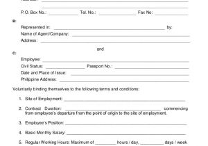 Employment Contract Template Canada Poea Standard Employment Contract for Various Services
