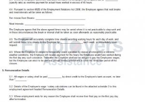 Employment Contract Template Nz Part Time Employment Contract Agreement Employers