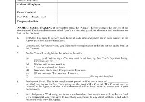 Employment Contract Template Ontario Security Guard Employment Contract Legal forms and