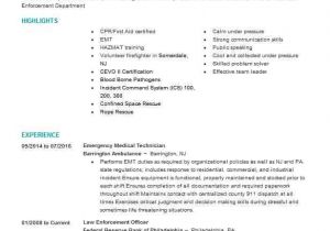 Emt Basic Resume Emergency Medical Technician Resume Sample Resumes Misc