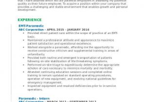 Emt Basic Resume Paramedic Resume Samples Qwikresume