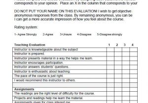 End Of Course Evaluation Template 7 Class Evaluation Samples Sample Templates