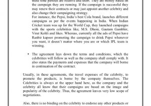 Endorsement Contract Template Celebrity Licensing and Celebrity Endorsements