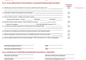 Energized Electrical Work Permit Template Electrical Safety Poster Sample Energized Electrical