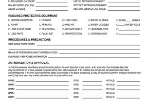 Energized Electrical Work Permit Template Nfpa 70e Energized Electrical Work Permit form
