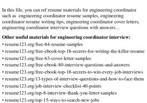 Engineer Coordinator Resume top 8 Engineering Coordinator Resume Samples