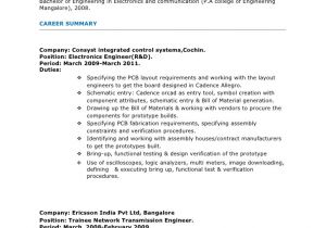 Engineer Experience Resume format Resume Electronics Engineer 3years Experience