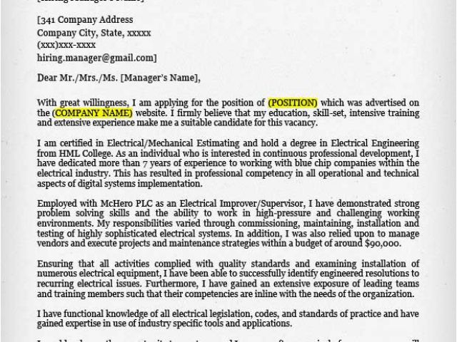 Engineer Resume Cover Letter Examples Engineering Cover Letter ...