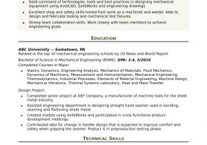 Engineer Resume Entry Level Sample Resume for An Entry Level Mechanical Engineer