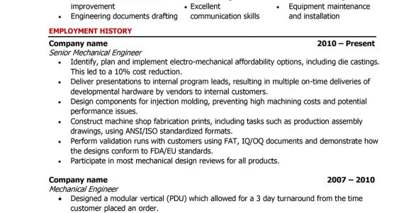 Engineer Resume Font Mechanical Engineer Resume Samples and Writing Guide