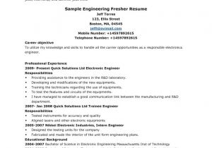 Engineer Resume for Freshers Latest Resume format Resume formats for Fresher Engineer