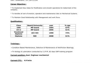Engineer Resume format 2018 Resume format for Diploma Mechanical Engineer Experienced