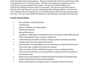 Engineer Resume Job Description Sample Network Engineer Job Description 10 Examples In