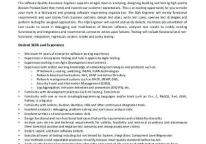 Engineer Resume Job Description software Quality assurance Engineer Job Description