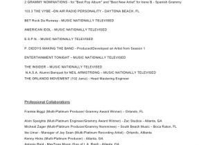 Engineer Resume Music Production songwriting Engineering Resume