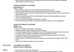 Engineer Resume Project List associate Project Engineer Resume Samples Velvet Jobs