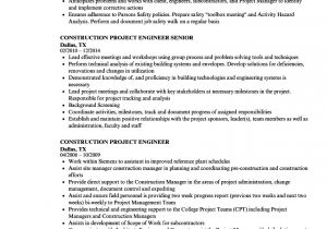 Engineer Resume Project List Construction Project Engineer Resume Samples Velvet Jobs