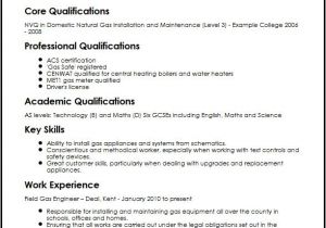 Engineer Resume Qualifications Gas Engineer Cv Sample Myperfectcv