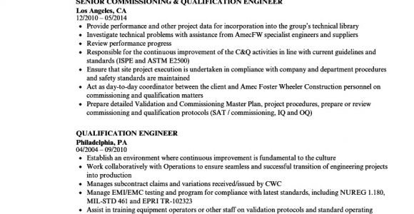 Engineer Resume Qualifications Qualification Engineer Resume Samples Velvet Jobs
