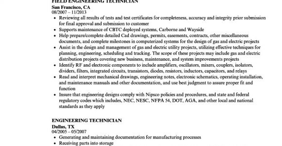 Engineer Technician Resume Example Engineering Technician Resume Samples Velvet Jobs