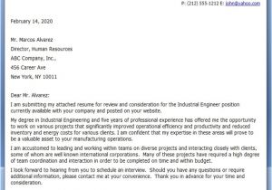 Engineering Resume Cover Letter Industrial Engineer Cover Letter Examples Resume Downloads