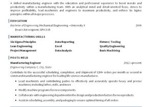 Engineering Resume Examples Manufacturing Engineer Resume Example Mechanical Engineering