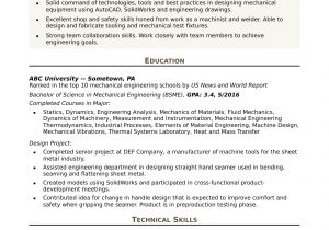 Engineering Resume Examples Sample Resume for An Entry Level Mechanical Engineer