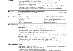 Engineering Resume Objective Industrial Engineering Resume