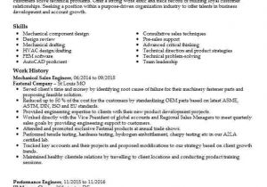 Engineering Resume Summary Mechanical Sales Engineer Resume Sample Livecareer