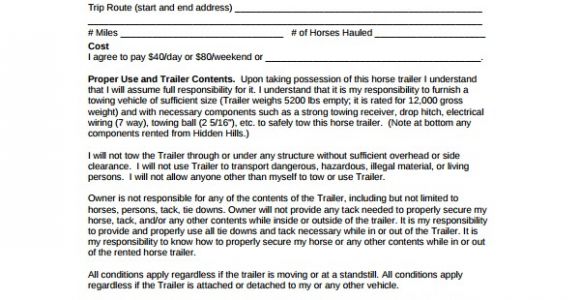 Equine Business Plan Template Sample Trailer Rental Agreement Template 7 Free