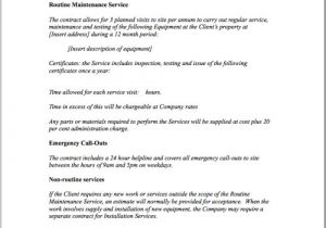 Equipment Maintenance Contract Template Maintenance Service Template Agreement Maintenance
