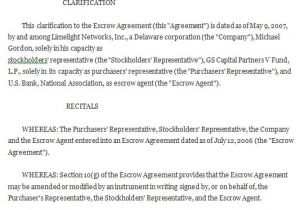 Escrow Contract Template Escrow Agreement Sample Escrow Agreement Template