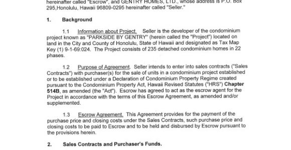 Escrow Contract Template Sample Escrow Agreement 10 Documents In Pdf Word