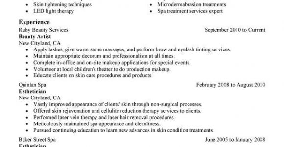 Esthetician Resume Sample Beauty Artist Resume Example Sample Cosmetology Examples