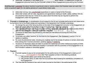 Event Promoter Contract Template Live Promoter Artist Contract Template