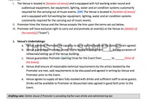 Event Promoter Contract Template Promoter Venue Contract Template