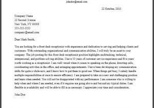 Example Of A Cover Letter for A Receptionist Professional Front Desk Receptionist Cover Letter Sample