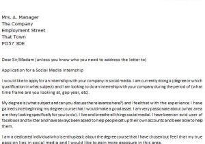Example Of A Cover Letter for An Internship social Media Intern Cover Letter Example Icover org Uk