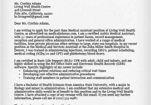 Example Of A Cover Letter for Medical assistant Medical assistant Cover Letter Resume Genius