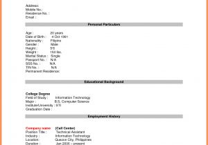 Example Of Blank Applicant Resume format for Job Application Pdf Basic Appication Letter