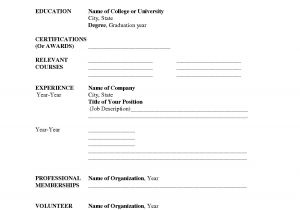 Example Of Blank Resume Blank Resume Templates for Students Resume Builderresume