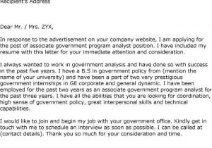 Example Of Cover Letter for Government Job Government Job Cover Letter Example Cover Letter Samples