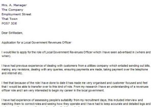 Example Of Cover Letter for Government Job Government Revenues Officer Cover Letter Example Icover