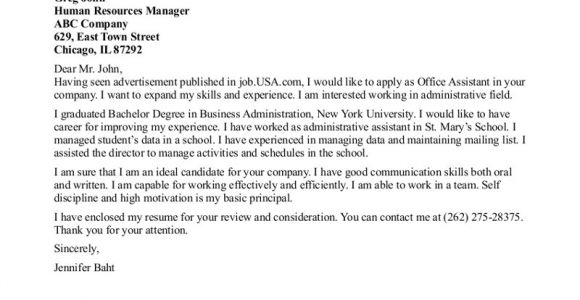 Example Of Cover Letter for Office assistant Office assistant Cover Letter Example Example Cover Letter