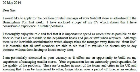 Example Of Cover Letter for Retail Job Sample Cover Letters for Jobs Not Advertised Cover
