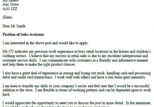 Example Of Cover Letter for Sales assistant Sales assistant Cover Letter Example Icover org Uk