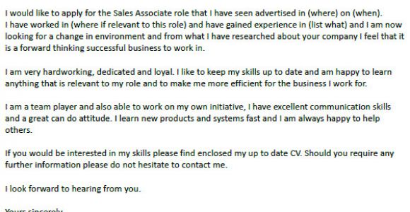 Example Of Cover Letter for Sales associate Position Sales associate Cover Letter Example Icover org Uk